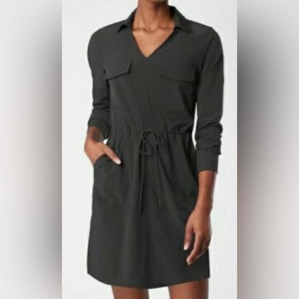 Athleta Zuma shirt dress Black Long Sleeve Dress